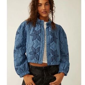 Free People Quinn Quilted Jacket Denim